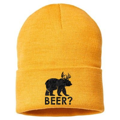 Deer Plus Bear Equals Beer Funny Vintage Gift Sustainable Knit Beanie