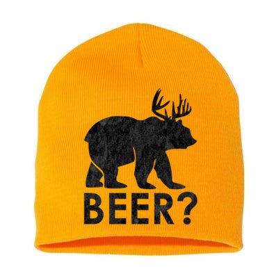 Deer Plus Bear Equals Beer Funny Vintage Gift Short Acrylic Beanie