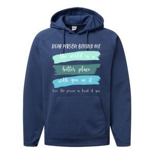 Dear Person Behind Me Mental Health Awareness Performance Fleece Hoodie