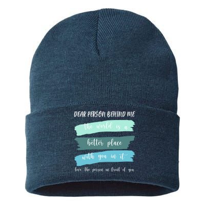 Dear Person Behind Me Mental Health Awareness Sustainable Knit Beanie