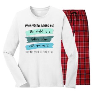 Dear Person Behind Me Mental Health Awareness Women's Long Sleeve Flannel Pajama Set 