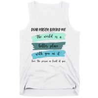 Dear Person Behind Me Mental Health Awareness Tank Top