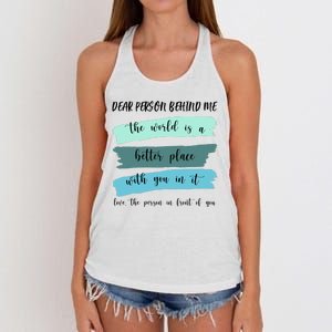 Dear Person Behind Me Mental Health Awareness Women's Knotted Racerback Tank