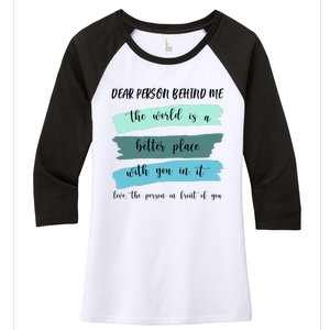 Dear Person Behind Me Mental Health Awareness Women's Tri-Blend 3/4-Sleeve Raglan Shirt