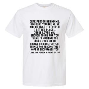 Dear Person Behind Me Jesus Loves You Christian Gift Garment-Dyed Heavyweight T-Shirt