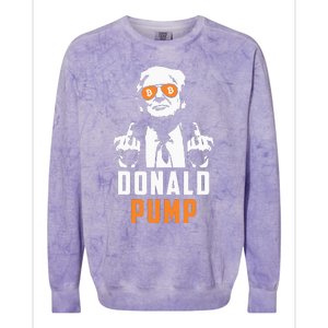 Donald Pump Bitcoin Funny Trump 2024 Crypto American Flag Colorblast Crewneck Sweatshirt