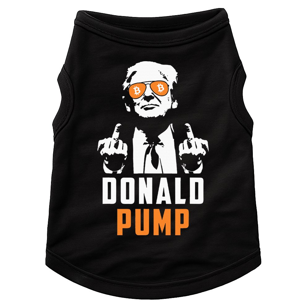 Donald Pump Bitcoin Funny Trump 2024 Crypto American Flag Doggie Tank