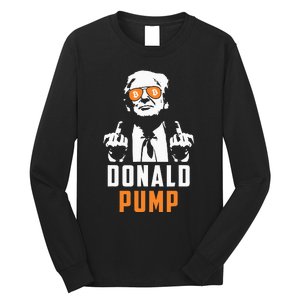 Donald Pump Bitcoin Funny Trump 2024 Crypto American Flag Long Sleeve Shirt