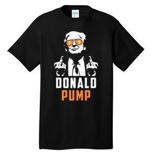 Donald Pump Bitcoin Funny Trump 2024 Crypto American Flag Tall T-Shirt