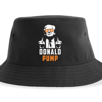 Donald Pump Bitcoin Funny Trump 2024 Crypto American Flag Sustainable Bucket Hat