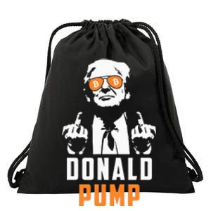 Donald Pump Bitcoin Funny Trump 2024 Crypto American Flag Drawstring Bag