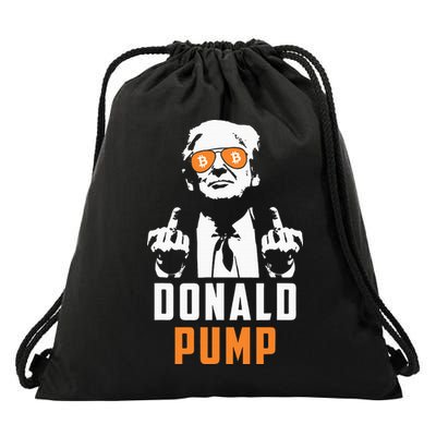 Donald Pump Bitcoin Funny Trump 2024 Crypto American Flag Drawstring Bag