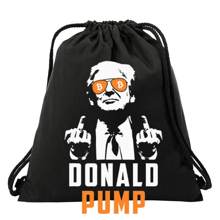 Donald Pump Bitcoin Funny Trump 2024 Crypto American Flag Drawstring Bag