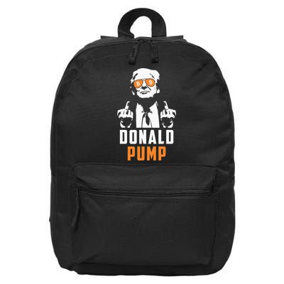 Donald Pump Bitcoin Funny Trump 2024 Crypto American Flag 16 in Basic Backpack