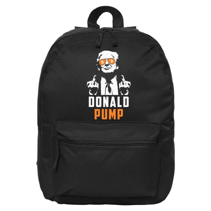 Donald Pump Bitcoin Funny Trump 2024 Crypto American Flag 16 in Basic Backpack