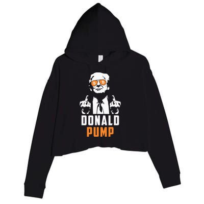 Donald Pump Bitcoin Funny Trump 2024 Crypto American Flag Crop Fleece Hoodie