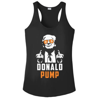 Donald Pump Bitcoin Funny Trump 2024 Crypto American Flag Ladies PosiCharge Competitor Racerback Tank
