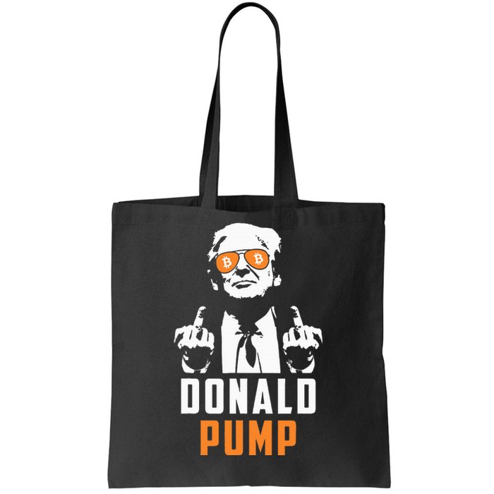 Donald Pump Bitcoin Funny Trump 2024 Crypto American Flag Tote Bag