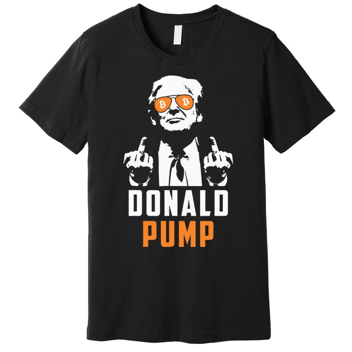 Donald Pump Bitcoin Funny Trump 2024 Crypto American Flag Premium T-Shirt