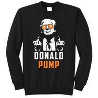 Donald Pump Bitcoin Funny Trump 2024 Crypto American Flag Tall Sweatshirt