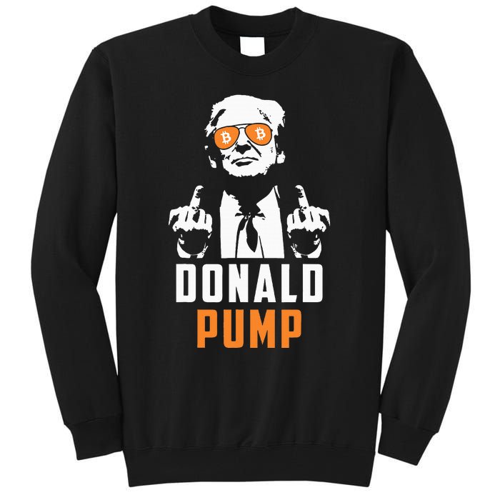 Donald Pump Bitcoin Funny Trump 2024 Crypto American Flag Tall Sweatshirt