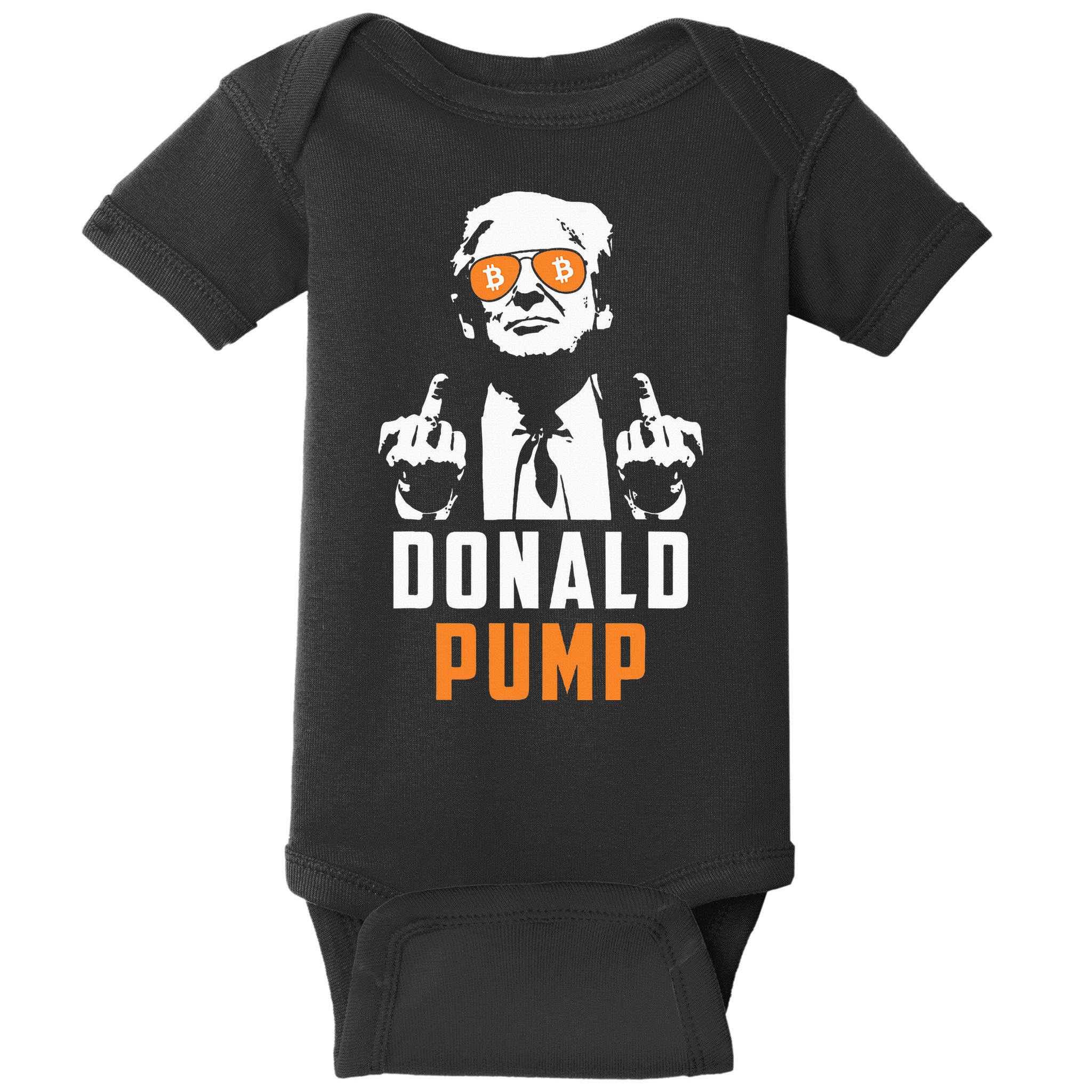 Donald Pump Bitcoin Funny Trump 2024 Crypto American Flag Baby Bodysuit