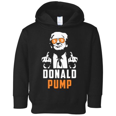 Donald Pump Bitcoin Funny Trump 2024 Crypto American Flag Toddler Hoodie