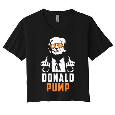 Donald Pump Bitcoin Funny Trump 2024 Crypto American Flag Crop Top