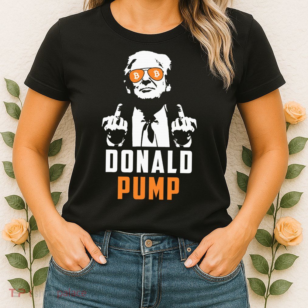 Donald Pump Bitcoin Funny Trump 2024 Crypto American Flag Womens T-Shirt