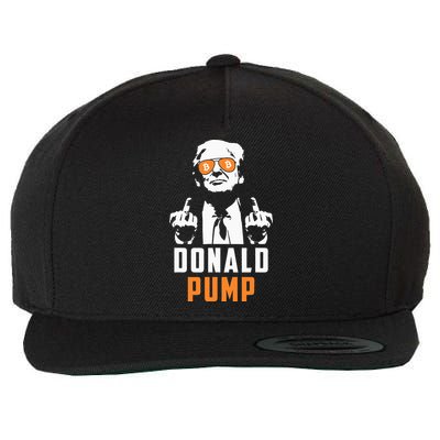 Donald Pump Bitcoin Funny Trump 2024 Crypto American Flag Wool Snapback Cap