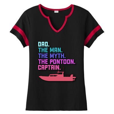 Dad Pontoon Boat Captain Funny Boating Daddy Fathers Day Gift Ladies Halftime Notch Neck Tee