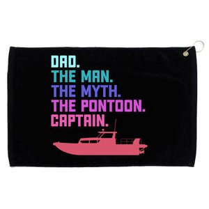 Dad Pontoon Boat Captain Funny Boating Daddy Fathers Day Gift Grommeted Golf Towel