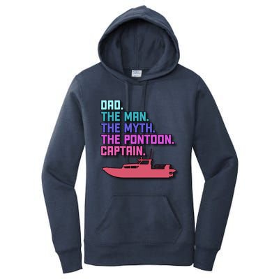 Dad Pontoon Boat Captain Funny Boating Daddy Fathers Day Gift Women's Pullover Hoodie