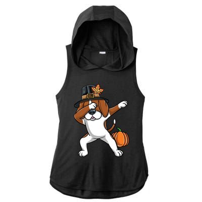 Dabbing Pilgrim Beagle Thanksgiving Gift Ladies PosiCharge Tri-Blend Wicking Draft Hoodie Tank