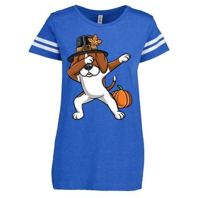 Dabbing Pilgrim Beagle Thanksgiving Gift Enza Ladies Jersey Football T-Shirt