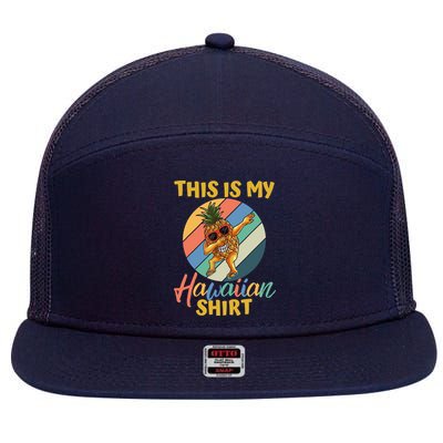 Dabbing Pineapple Boy Girl This Is My Hawaiian 7 Panel Mesh Trucker Snapback Hat