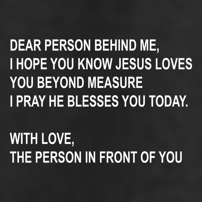 Dear Person Behind Me I Hope You Know Jesus Loves You Quote 7 Panel Mesh Trucker Snapback Hat