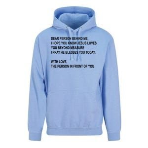 Dear Person Behind Me I Hope You Know Jesus Loves You Quote Unisex Surf Hoodie