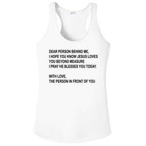 Dear Person Behind Me I Hope You Know Jesus Loves You Quote Ladies PosiCharge Competitor Racerback Tank