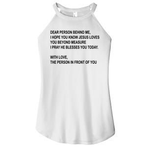 Dear Person Behind Me I Hope You Know Jesus Loves You Quote Women's Perfect Tri Rocker Tank