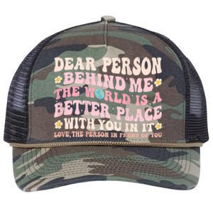 Dear Person Behind Me The World Is A Better Place With You Retro Rope Trucker Hat Cap