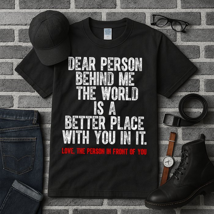 Dear Person Behind Me The World Is A Better Place With You Tall T-Shirt