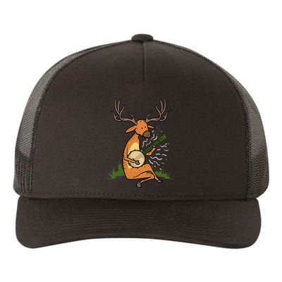 Deer Playing Banjo Gift Yupoong Adult 5-Panel Trucker Hat