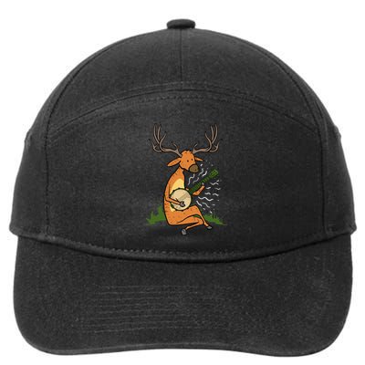 Deer Playing Banjo Gift 7-Panel Snapback Hat