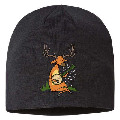 Deer Playing Banjo Gift Sustainable Beanie