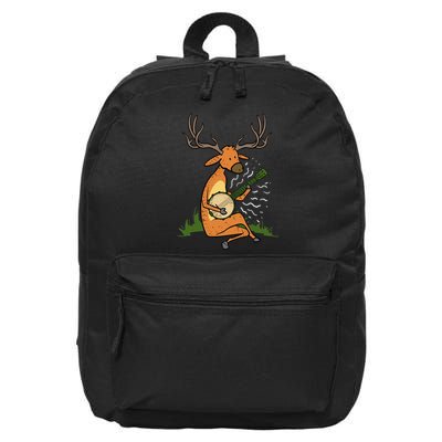 Deer Playing Banjo Gift 16 in Basic Backpack