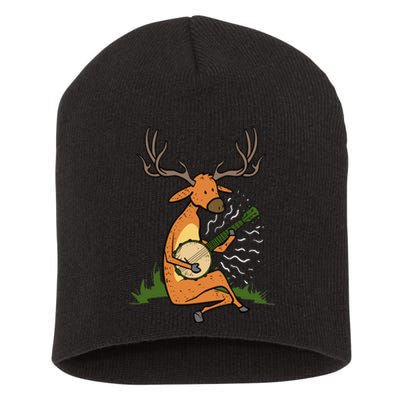 Deer Playing Banjo Gift Short Acrylic Beanie