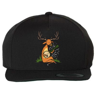 Deer Playing Banjo Gift Wool Snapback Cap