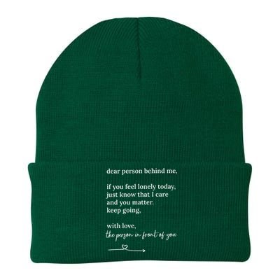 Dear Person Behind Me You Matter Keep Going With Love Tall Knit Cap Winter Beanie