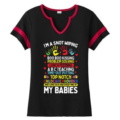 Daycare Provider Boo Boo Kissing Care Childcare Teacher Ladies Halftime Notch Neck Tee